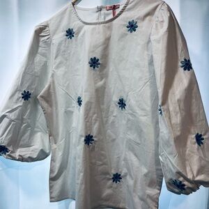 Udel New York 100% White Cotton Blouse Top